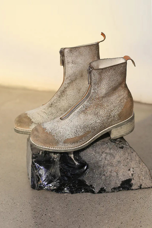 Guidi PL1_NTR Round Toe Zip Front Boots Handmade in Italy GD-PL1_NTR-0 Peel-Off Coating